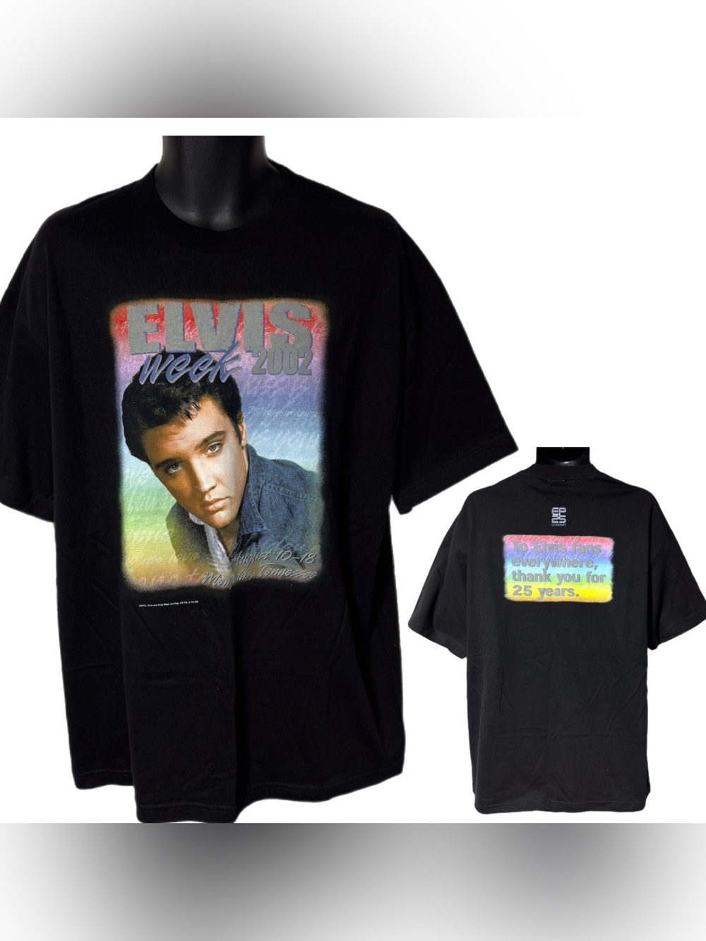 Vintage Elvis Presley Week 2002 Graceland Double Sided T-Shirt XL EP25 Memphis